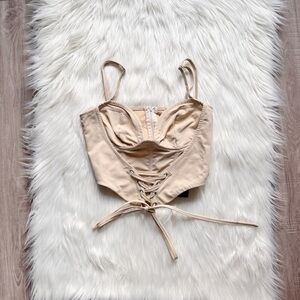 PrettyLittleThing Tan Corset Top